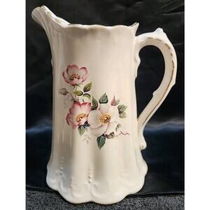 THE HOUSE OF WEBSTER CERAMICS PITCHER flat bottom BRIAR ROSE EASTLAND TEXAS